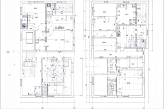 do 2d architectural design for foundation plan, floor plan, section, roof plan