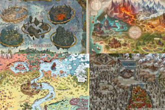 draw board game map dnd map fantasy medevial tolkien vector map illustration