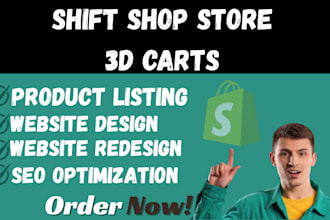design squarespace website design or shift4shop 3dcart shopify shopee big cartel
