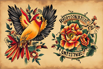 create any design in traditional tattoo or old school style