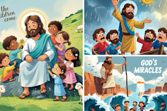do christian children story book illustration art 3d bible story bible themed