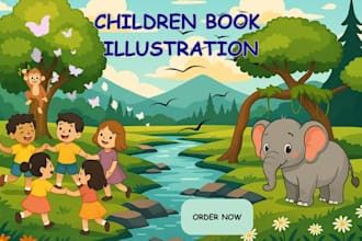 illustrate kids storybook, children book illustration, as an illustrator for KDP