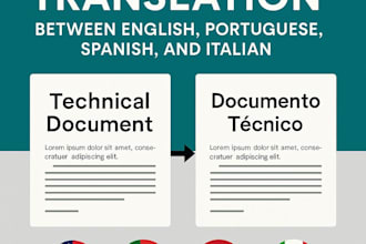 professional translate between english portuguese spanish and italian