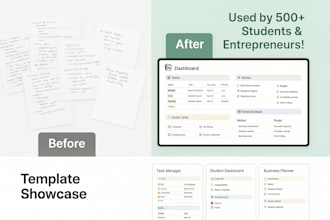 design a custom notion template for productivity, business, or students