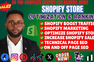 optimize your shopify store, do complete onpage SEO to rank on google, sales