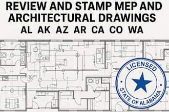 review and stamp al ak az ar ca co wa drawing mep drawing architectural drawing