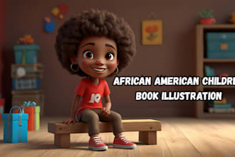 create 3d african american children book illustration, picture book illustrator