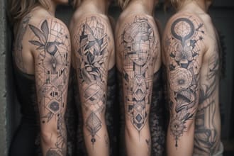 create sleeve tattoo design in geometric style