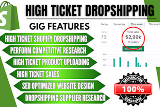 build market high ticket dropshipping shopify store winning product research SEO