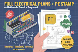 create US full electrical plan sets with pe stamp for city permit