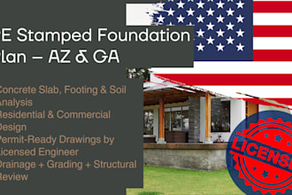 review analyze and engineer foundation plans with pe stamp in az and ga