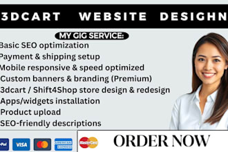 design or redesign a professional 3dcart customize  shift4shop store for sales