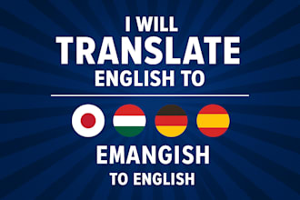 translate english to japanese, arabic, spanish, german, french to english book