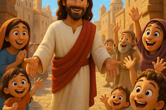 create pixar style bible illustrations for childrens books and sunday school