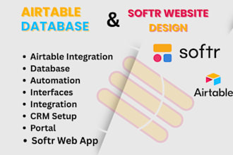 setup airtable database, softr website automation, webapp, client portal design