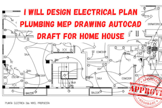 design electrical plan plumbing mep drawing autocad draft for home house