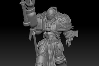 sculpt 3d warhammer 40k warrior,action posed figure, sci fi miniature, army stl