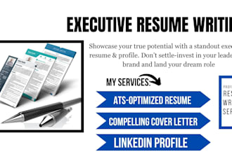 write senior director, vp, CEO, executive resume  cover letter, linkedin profile