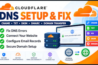 setup or fix website cloudflare cname txt dns records dkim dmarc domain transfer