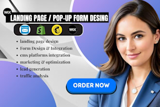 setup wix landing page, popup form design, marketing site design
