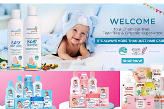 build babycare website, baby lotion, baby oils, baby powders shopify stores
