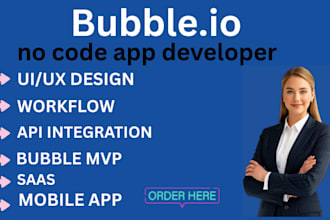 build your bubble io mvp saas  web app with no code