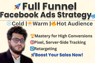 create full funnel facebook ads campaign to target cold, warm, and hot audiences