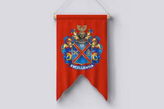 design heraldic, vintage, family crest, coat of arms logo