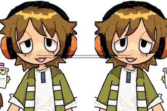 draw piexel art character, 2d spritesheet, pngtuber, giftuber, vtuber, pixel ui