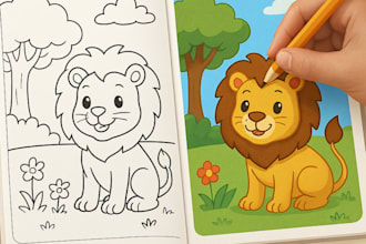 create kids coloring pages and colouring book for kids and children