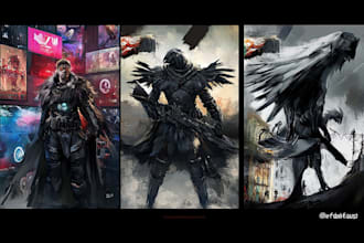create game art, character designs, environment art etc