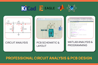 analyse design pcb prototype layout, schematic in multism proteus kicad matlab