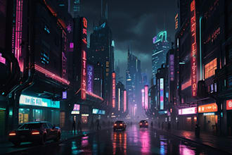 make a cyberpunk city sci fi style for you