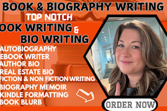 write biography memoir, author bio, autobiography, real estate bio, ebook writer