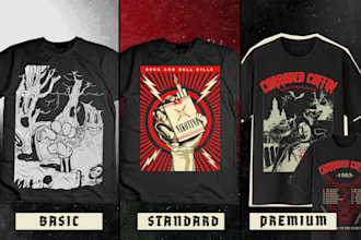 create grunge rock design and illustration for merchandising