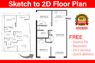 do sketch to 2d floor plan in a short time