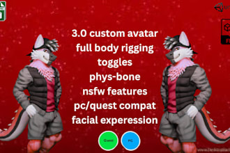 do custom vrchat avatar or vtuber model furry fursona nsfw for vseeface animaze