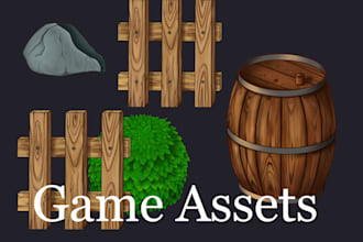 design 2d game assets, icon, abject, asset and ui