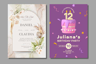 design wedding invitation, birthday card, greeting card and party invitation