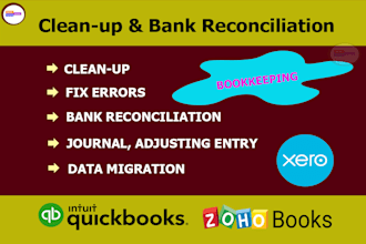 clean up and reconcile in quickbooks, xero, or zoho books