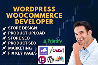 develop woocommerce revamp shopify ecommerce website printful printify store