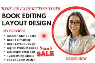 do book editing, typesetting, layout design, book formatting for amazon kdp