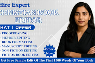 proofread developmental edit christian book memoir self help manuscript editor
