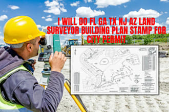 do ny fl ga tx nj az land surveyor building plan stamp for city permit