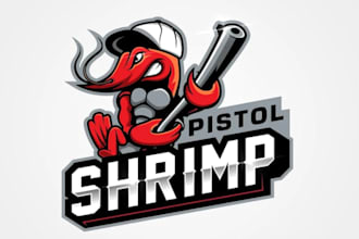 design high quality red shrimp seafood mascot logo with new