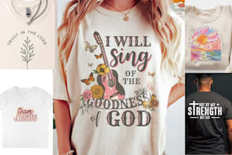 design vintage typography christian t shirt, minimalist designs for etsy brand