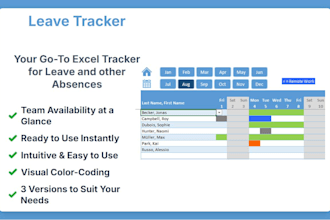 excel leave tracker, vacation planner pto, wfh, sick
