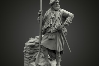 sculpt 3d character, action figure toy stl file, warrior statue for 3d printing