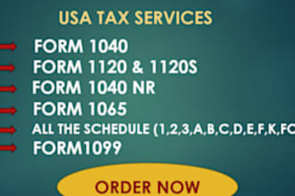 prepare and efile us tax returns 1040, 1120, 1065 and 1120s