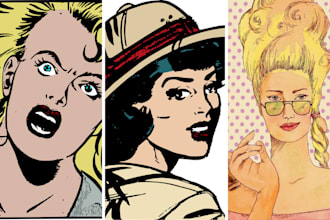 draw vintage illustration, distressed retro or comic art